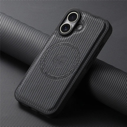 DENIOR For iPhone 16 Plus Case Compatible with MagSafe Carbon Fiber Texture Leather Back Cover