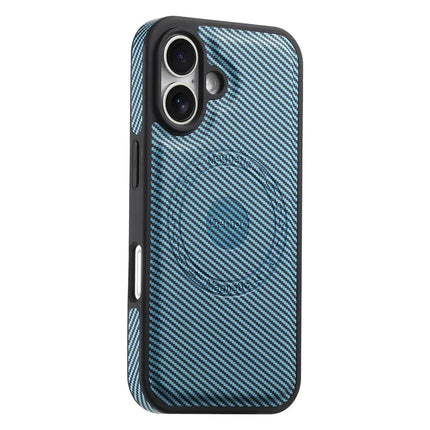 DENIOR For iPhone 16 Plus Case Compatible with MagSafe Carbon Fiber Texture Leather Back Cover