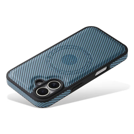 DENIOR For iPhone 16 Plus Case Compatible with MagSafe Carbon Fiber Texture Leather Back Cover