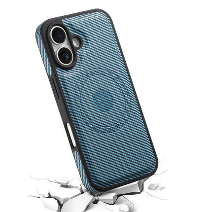 DENIOR For iPhone 16 Plus Case Compatible with MagSafe Carbon Fiber Texture Leather Back Cover
