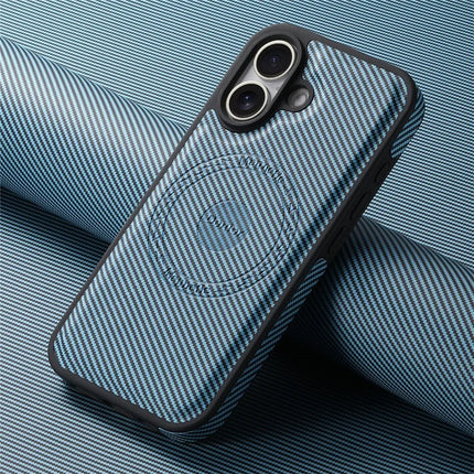 DENIOR For iPhone 16 Plus Case Compatible with MagSafe Carbon Fiber Texture Leather Back Cover