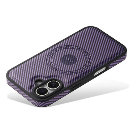 DENIOR For iPhone 16 Plus Case Compatible with MagSafe Carbon Fiber Texture Leather Back Cover
