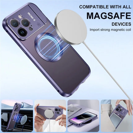 For iPhone 16 Pro Max Magnetic Case Kickstand Alloy+Acrylic Phone Cover with Aromatherapy Tablet