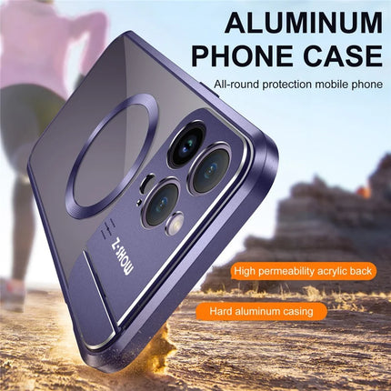 For iPhone 16 Pro Max Magnetic Case Kickstand Alloy+Acrylic Phone Cover with Aromatherapy Tablet