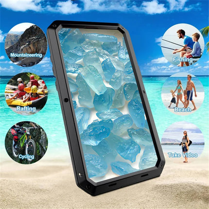 For iPhone 16 Plus Case Silicone+Metal Phone Cover with Tempered Glass Screen Protector