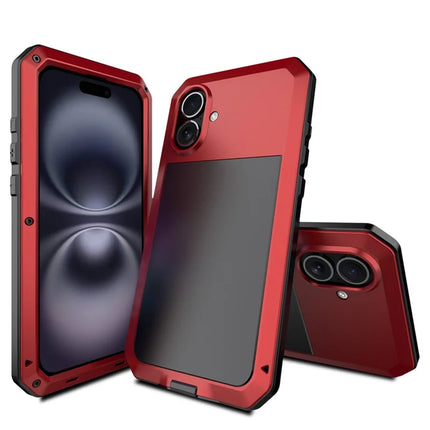 For iPhone 16 Plus Case Silicone+Metal Phone Cover with Tempered Glass Screen Protector