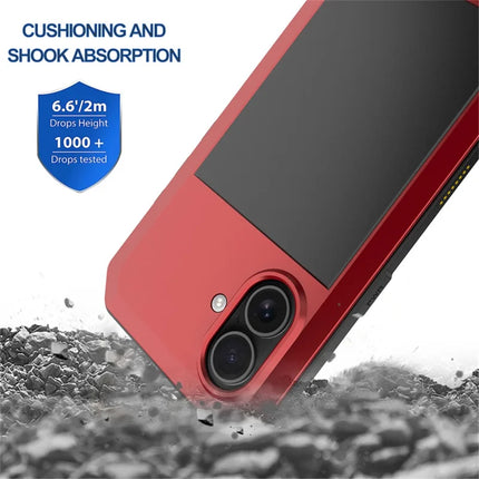 For iPhone 16 Plus Case Silicone+Metal Phone Cover with Tempered Glass Screen Protector