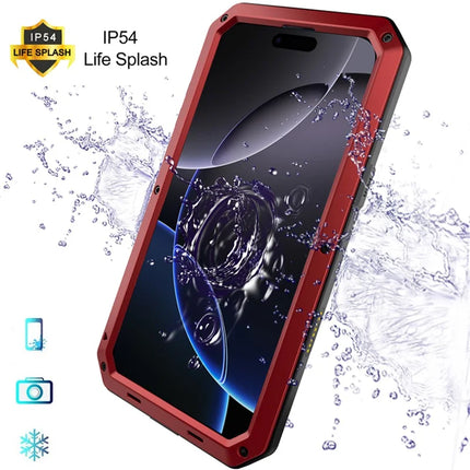 For iPhone 16 Pro Max Case Silicone+Metal Phone Cover with Tempered Glass Screen Protector