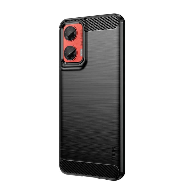For Motorola Moto G35 5G Case MOFI JK TPU Series-1 Carbon Fiber Texture TPU Soft Phone Cover - Black
