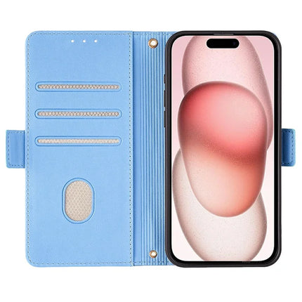 For iPhone 14 Leather Wallet Case RFID Blocking Stand Cover with Hand Strap