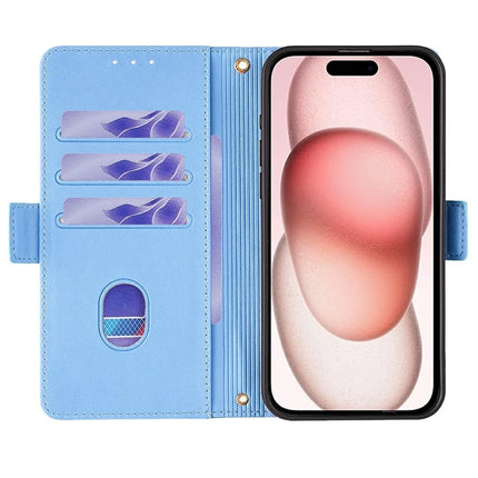 For iPhone 14 Leather Wallet Case RFID Blocking Stand Cover with Hand Strap