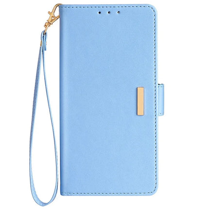 For iPhone 14 Leather Wallet Case RFID Blocking Stand Cover with Hand Strap
