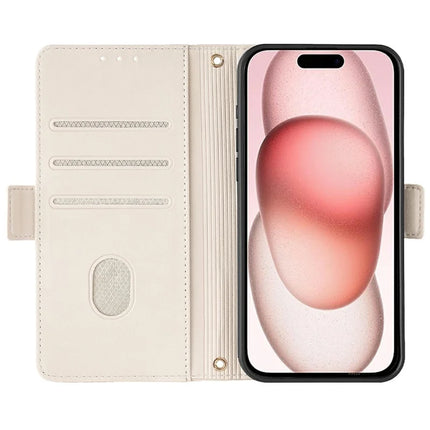 For iPhone 14 Leather Wallet Case RFID Blocking Stand Cover with Hand Strap