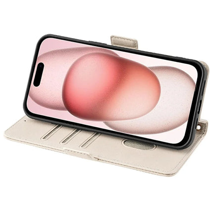 For iPhone 14 Leather Wallet Case RFID Blocking Stand Cover with Hand Strap