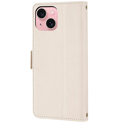 For iPhone 14 Leather Wallet Case RFID Blocking Stand Cover with Hand Strap
