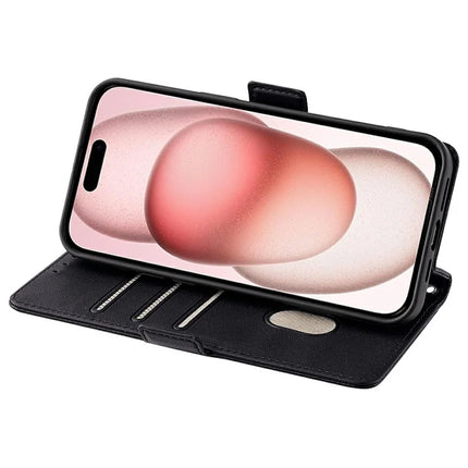 For iPhone 14 Leather Wallet Case RFID Blocking Stand Cover with Hand Strap
