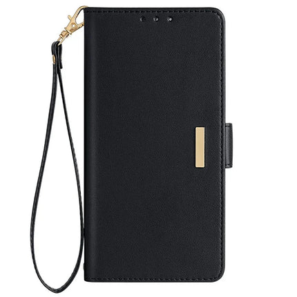 For iPhone 14 Leather Wallet Case RFID Blocking Stand Cover with Hand Strap