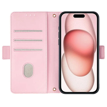 For iPhone 14 Leather Wallet Case RFID Blocking Stand Cover with Hand Strap