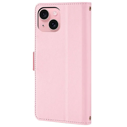 For iPhone 14 Leather Wallet Case RFID Blocking Stand Cover with Hand Strap