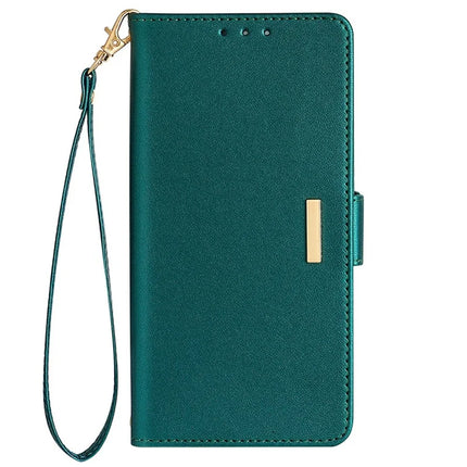 For iPhone 14 Leather Wallet Case RFID Blocking Stand Cover with Hand Strap