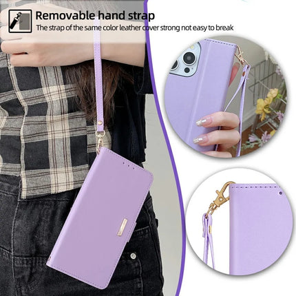 For iPhone 16 Pro Max Leather Wallet Case RFID Blocking Stand Cover with Hand Strap