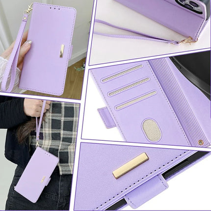 For iPhone 16 Pro Max Leather Wallet Case RFID Blocking Stand Cover with Hand Strap