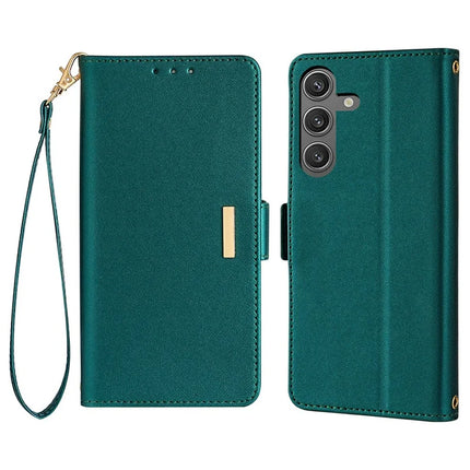 For Samsung Galaxy S23 FE Leather Wallet Case RFID Blocking Stand Cover with Hand Strap - Green