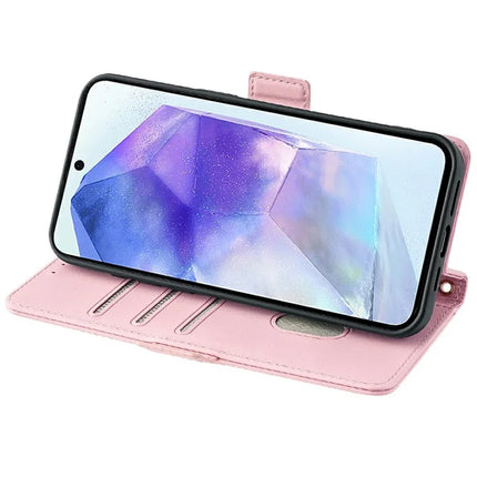 For Samsung Galaxy A55 5G Leather Wallet Case RFID Blocking Stand Cover with Hand Strap