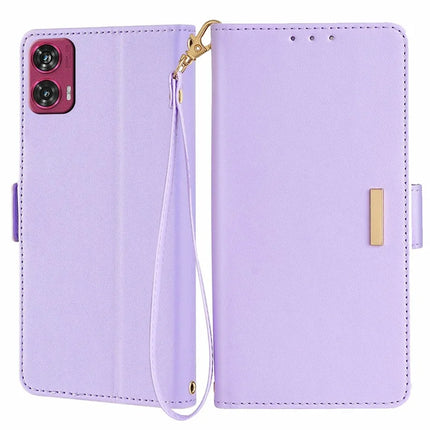 For Motorola Edge 50 Fusion 5G Leather Wallet Case RFID Blocking Stand Cover with Hand Strap - Purple