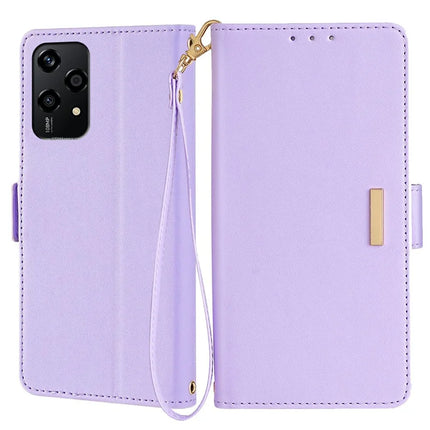 For Honor 200 Lite Leather Wallet Case RFID Blocking Stand Cover with Hand Strap - Purple