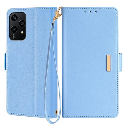 For Honor 200 Lite Leather Wallet Case RFID Blocking Stand Cover with Hand Strap - Blue