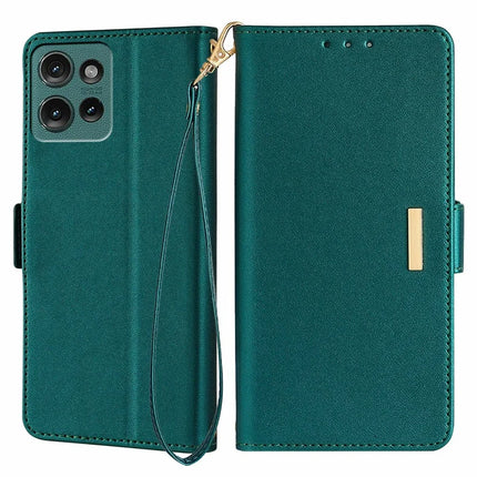 For Motorola Edge 50 Neo 5G / Moto S50 5G / Thinkphone 25 5G Leather Wallet Case RFID Blocking Stand Cover with Hand Strap - Green