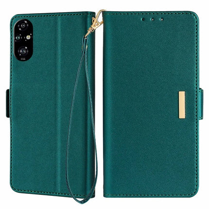 For Honor 200 Pro 5G Leather Wallet Case RFID Blocking Stand Cover with Hand Strap - Green