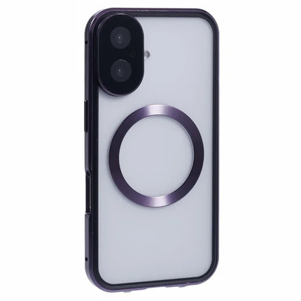 For iPhone 16 Plus Case Double Sides Tempered Glass Phone Cover Compatible with MagSafe Full Protector