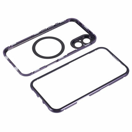 For iPhone 16 Plus Case Double Sides Tempered Glass Phone Cover Compatible with MagSafe Full Protector