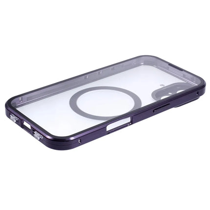 For iPhone 16 Plus Case Double Sides Tempered Glass Phone Cover Compatible with MagSafe Full Protector