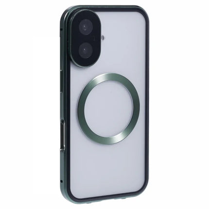 For iPhone 16 Plus Case Double Sides Tempered Glass Phone Cover Compatible with MagSafe Full Protector