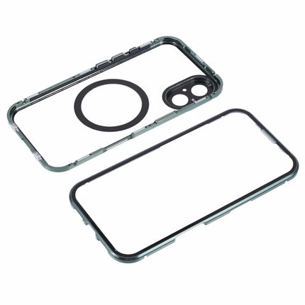 For iPhone 16 Plus Case Double Sides Tempered Glass Phone Cover Compatible with MagSafe Full Protector