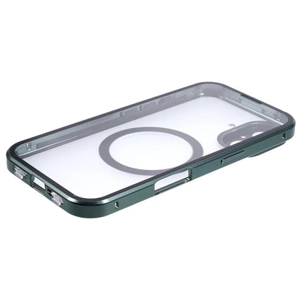 For iPhone 16 Plus Case Double Sides Tempered Glass Phone Cover Compatible with MagSafe Full Protector