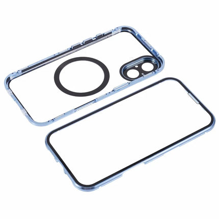 For iPhone 16 Plus Case Double Sides Tempered Glass Phone Cover Compatible with MagSafe Full Protector