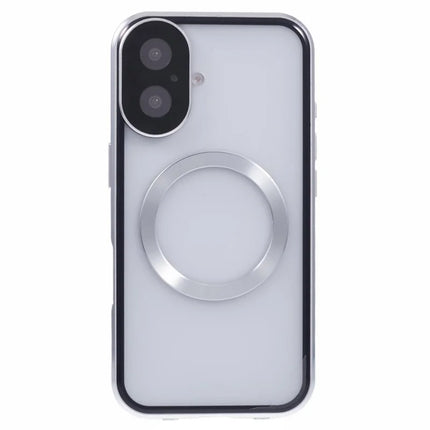 For iPhone 16 Plus Case Double Sides Tempered Glass Phone Cover Compatible with MagSafe Full Protector