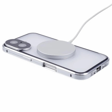For iPhone 16 Plus Case Double Sides Tempered Glass Phone Cover Compatible with MagSafe Full Protector