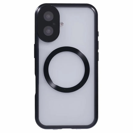 For iPhone 16 Plus Case Double Sides Tempered Glass Phone Cover Compatible with MagSafe Full Protector
