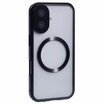 For iPhone 16 Plus Case Double Sides Tempered Glass Phone Cover Compatible with MagSafe Full Protector