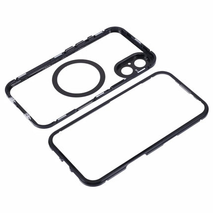 For iPhone 16 Plus Case Double Sides Tempered Glass Phone Cover Compatible with MagSafe Full Protector