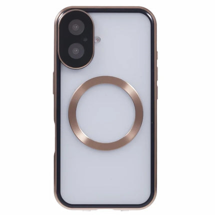 For iPhone 16 Plus Case Double Sides Tempered Glass Phone Cover Compatible with MagSafe Full Protector