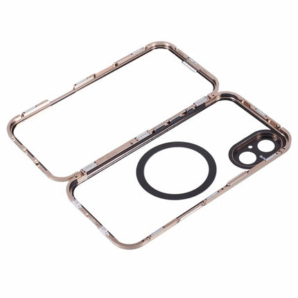 For iPhone 16 Plus Case Double Sides Tempered Glass Phone Cover Compatible with MagSafe Full Protector