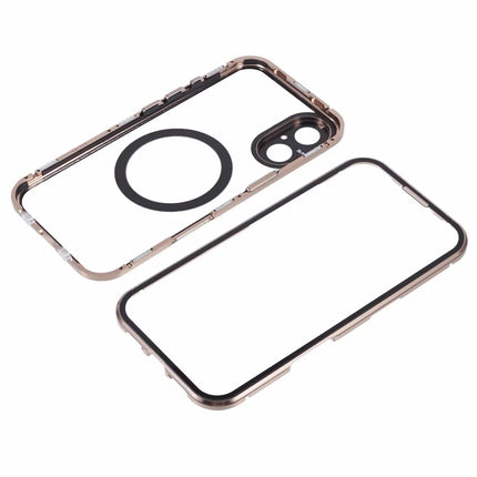 For iPhone 16 Plus Case Double Sides Tempered Glass Phone Cover Compatible with MagSafe Full Protector