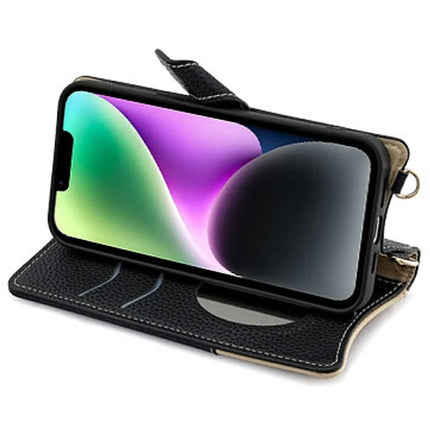 For iPhone 14 Leather Case Wallet Stand Cover Irregular Tail Style with Chain Strap
