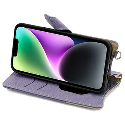 For iPhone 14 Leather Case Wallet Stand Cover Irregular Tail Style with Chain Strap